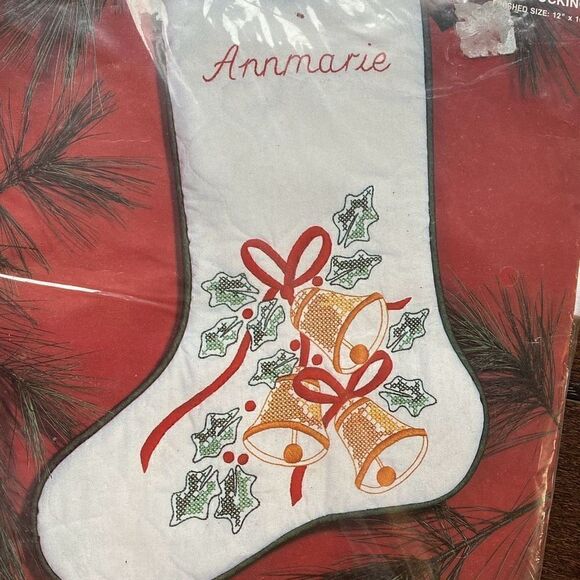 Vintage NOS Janlynn Christmas cross stitch stocking bells 50-825 kit - Picture 4 of 6